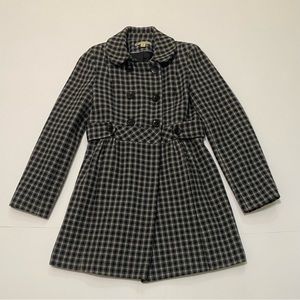 7. American Rag Cie black, white & gray plaid size small coat.